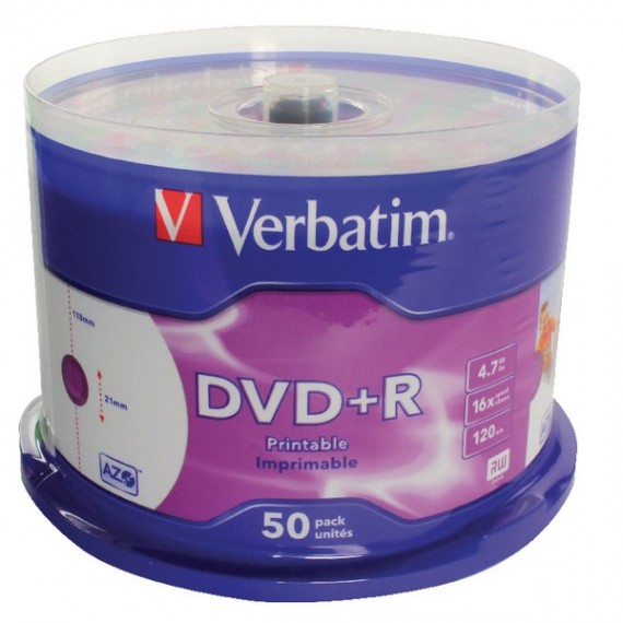 Verbatim DVDplusR 16X 4.7GB Spindle Pk50