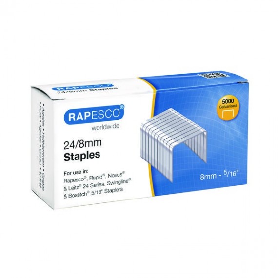 Rapesco Staples 8mm 24/8 Pk5000