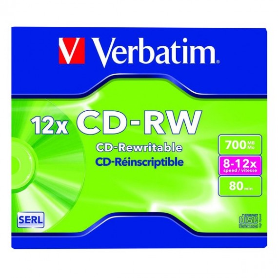 Verbatim CD-RW 700MB 8-12X Hi-Speed Pk10