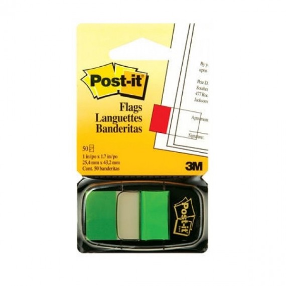 Post-it Index Tab 25mm Green Pk12