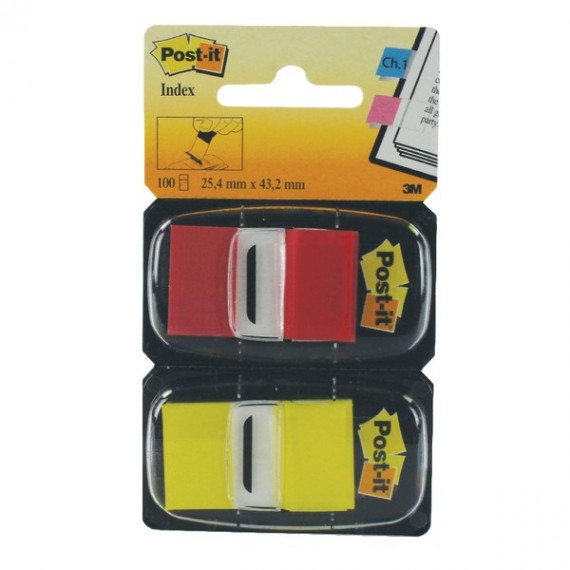 3M Post-it Index 1in Dual Ylw 680-RY2