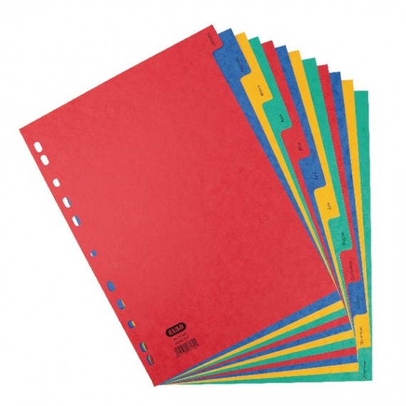 Elba A4 Jan-Dec Press Board Divider