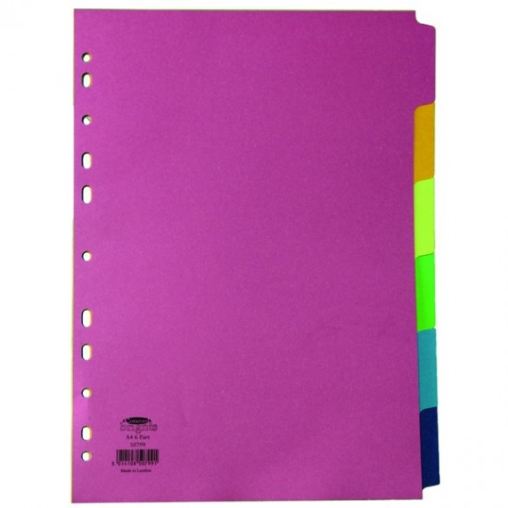 Concord Bright Divider A4 6Pt Astd 50799