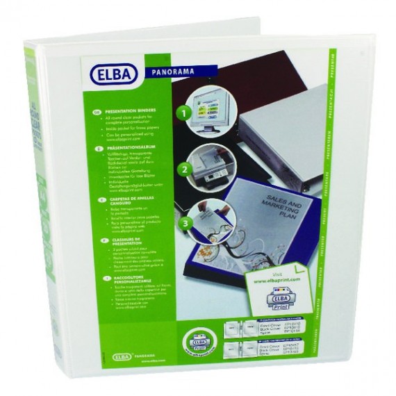 Elba Panorama Pres Binder A4 2D 25mm Wht
