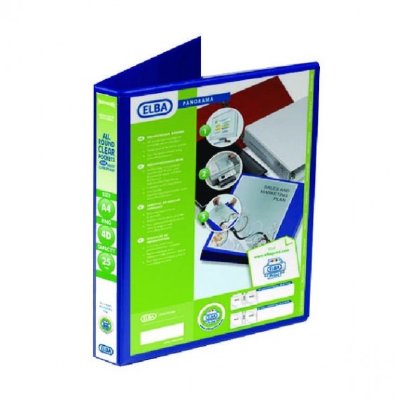 Elba Panorama Pres Binder A4 4D 25mm Blu