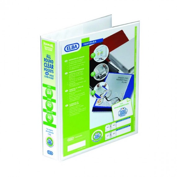 Elba A4 40mm 4D Ring Pres Binder White