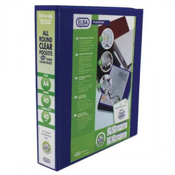 Elba Panorama 4D Ring Binder A4 Blu P6
