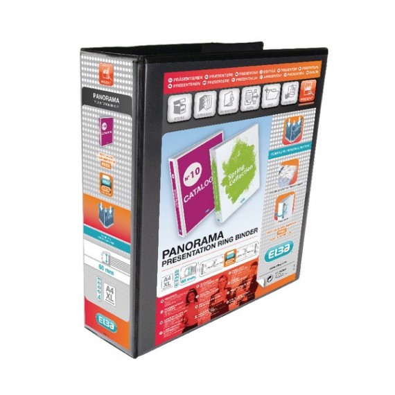 Elba Panorama 4D Ring Binder A4 Blk P4