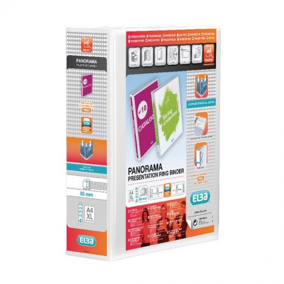 Elba A4 Panorama 65mm 4D Pres Binder Wht