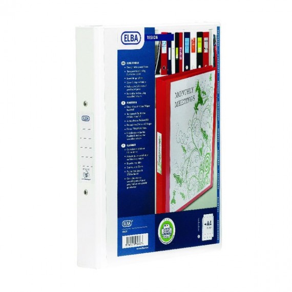 Elba Vision A4 25mm White 2-Ring Binder