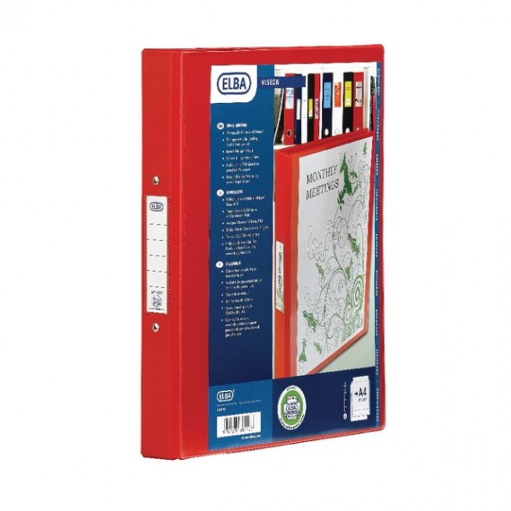 Elba Vision A4 25mm Red 2-Ring Binder