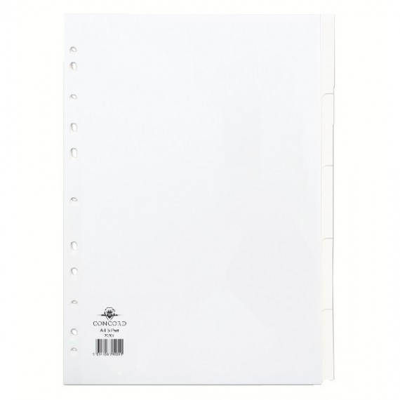 Concord 5-Part Subject Divider Wht A4