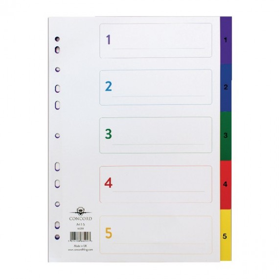 Concord 1-5 Index Multicolour A4