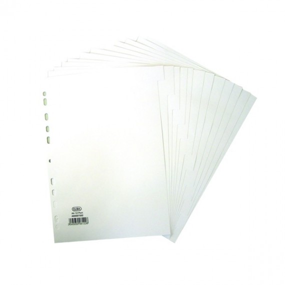 Elba 12-Part Divider 160gsm A4 White