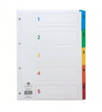 Concord Index 1-5 A4 White Multi Tab