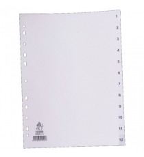 White A4 1-12 Index Dividers
