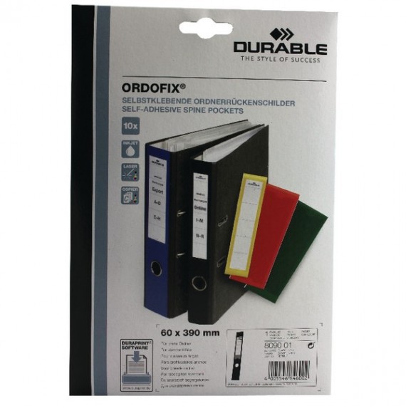 Durable Ordofix Black Spine Label Pk10