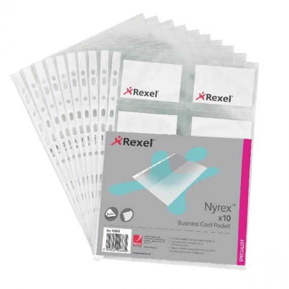Rexel Nyrex Business Card Pocket A4 Pk10