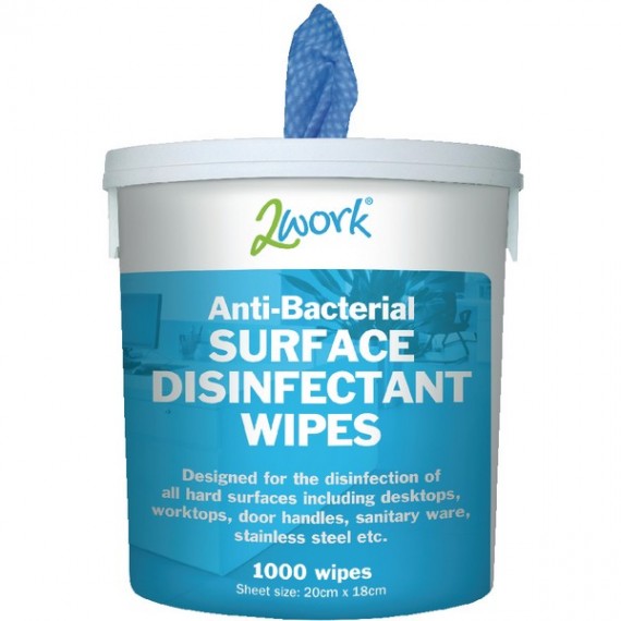 2Work Disinfectant Wipe Bucket of 1000