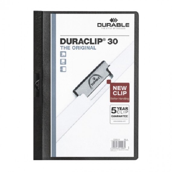 Durable 3mm Duraclip File A4 Black Pk25
