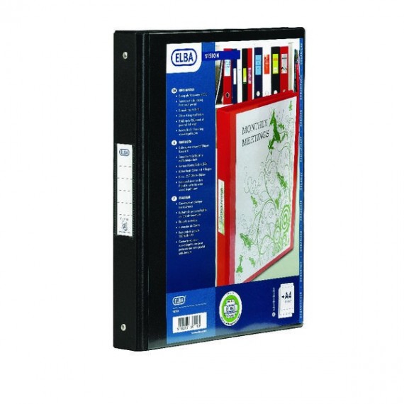 Elba Vision A4 25mm Black 2-Ring Binder