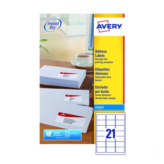 Avery IJet Lbl 21/Sht 63.5x38.1 25Sht