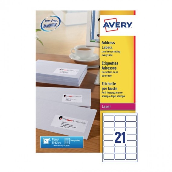 Avery L7160-100 Laser Labels Wht P2100