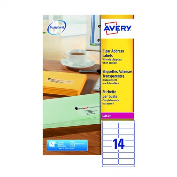 Avery Lsr Lbl 99.1x38.1 Clr Pk25 L7563S