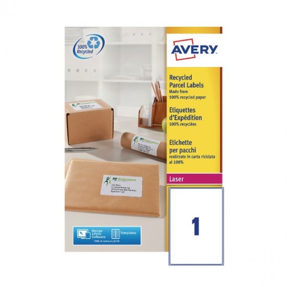 Avery Ship Lsr Lbl 199.6x289.1 Pk100 Wht