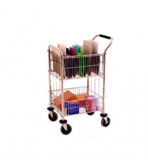 Mail Room Trolley With 2 Baskets Chrome