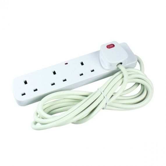 CED 4Way 13amp Ext Lead Neon Wht 2M