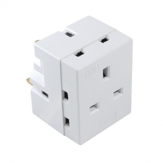 CED 3Way Adapter Fused 13 amp Wht