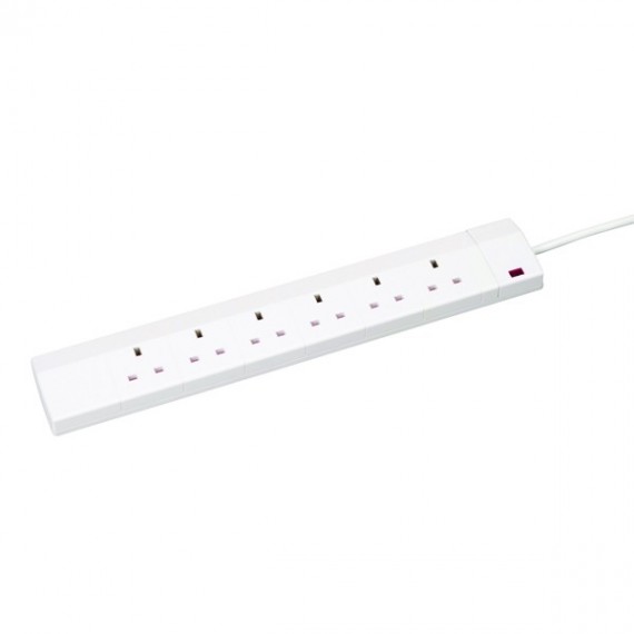 CED 6-Gang Extension Lead White 2m