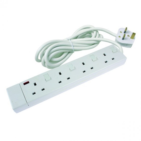 Extension Lead 4 Way White