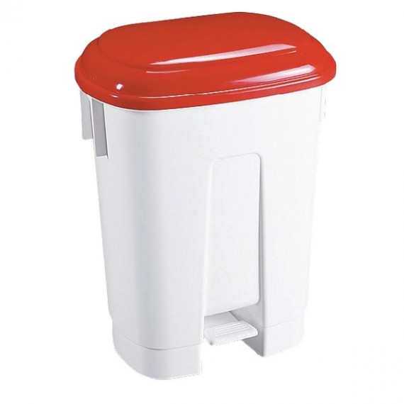 FD 30 Litre Plastic Bin White/Red 348021