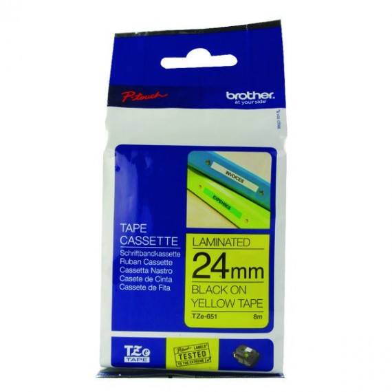 Brother PTouch Tape TZE651 24mm Blk/Ylw