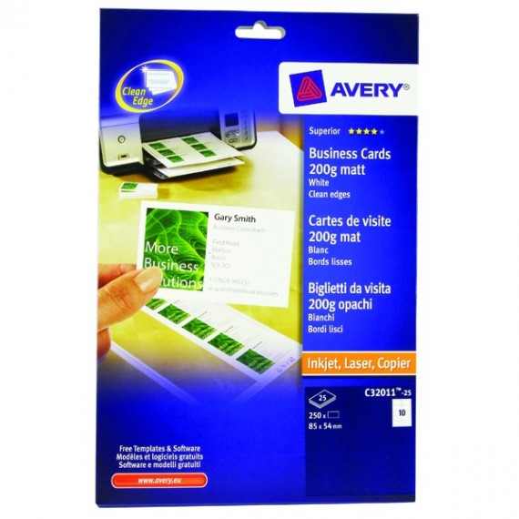 Avery Q/Clean B/Card 85x54mm C32011-25