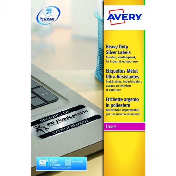 Avery Hvy Duty Laser Label Silver Pk3780