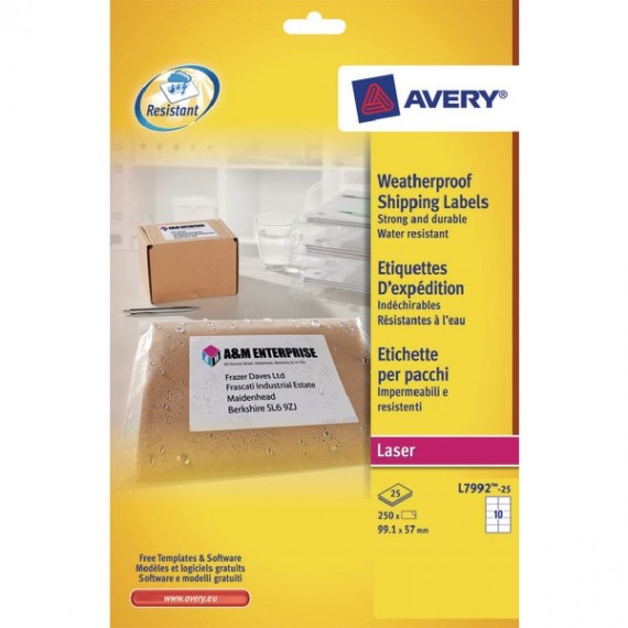 Avery Weather Proof Ship Label Wht Pk250