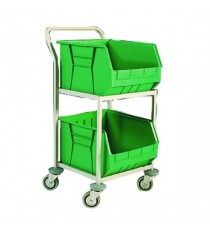 Mobile Green Storage Trolley c/w 2 Bins
