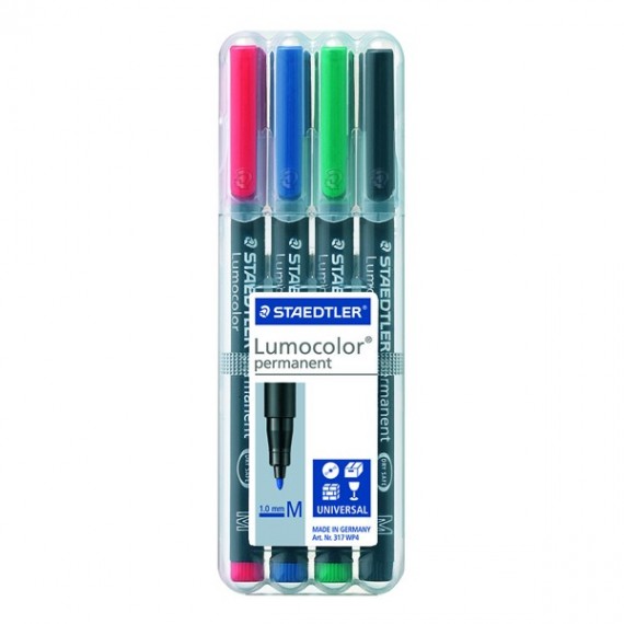 Staedtler Lumocolour Perm Med Astd Pk4