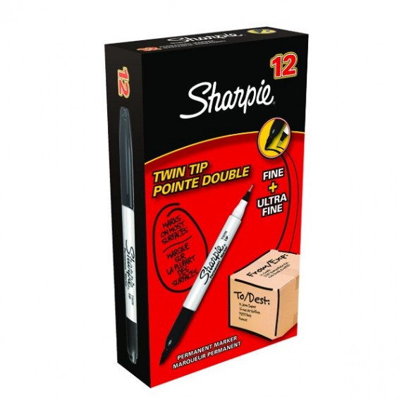 Sharpie Twin Tip Marker Black Pk12