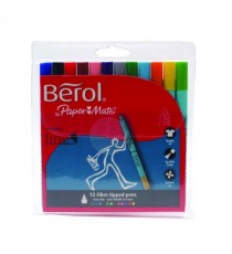 Berol Colourfine Pen Asstd W/B Ink Pk12