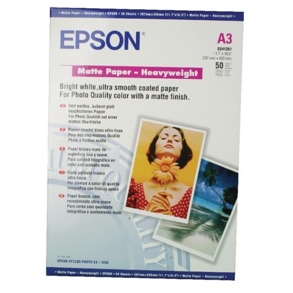 Epson Matte Paper HWT A3 Pk50 S041261