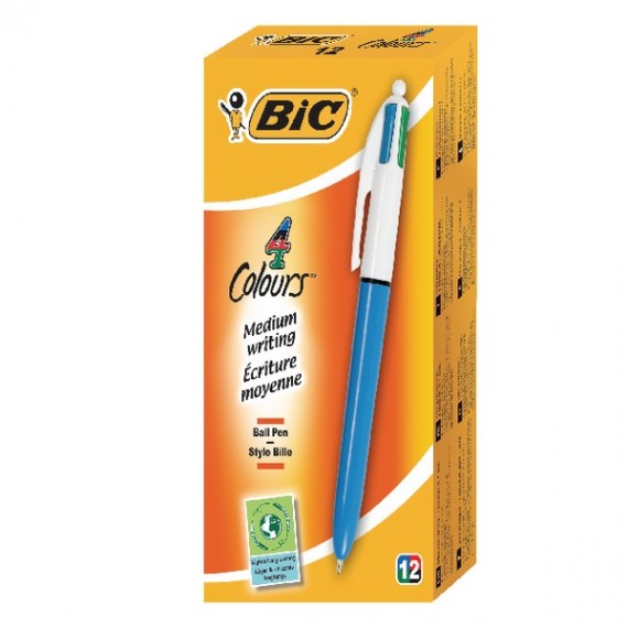 Bic 4 Colour Pen Blu/Blk/Red/Grn 801867
