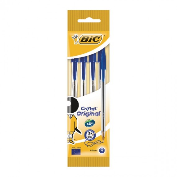 Bic Cristal Med Ball Pens Pch 4 Blu