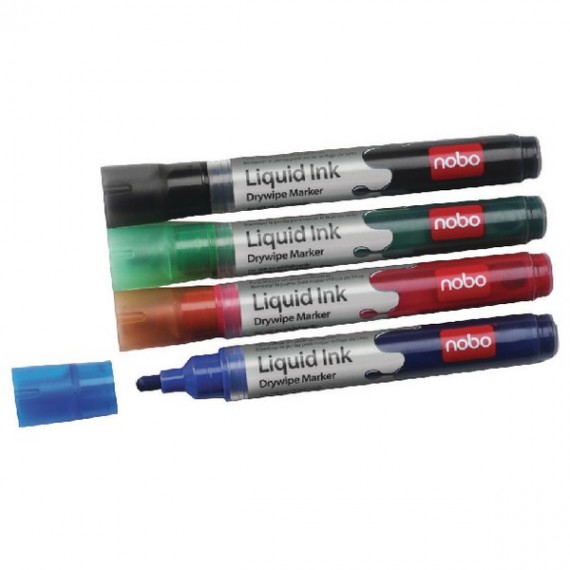 Nobo Liquid Ink Drymarker Assorted Pk6