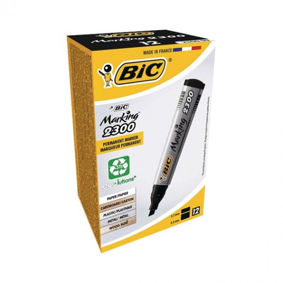 Bic Marker Perm Chisel Tip Black 300093