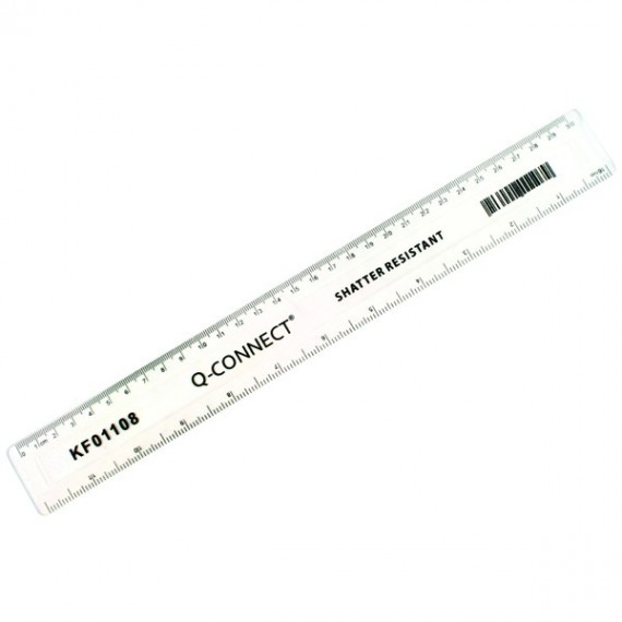Q-Connect Ruler Shatterproof 30cm Clear