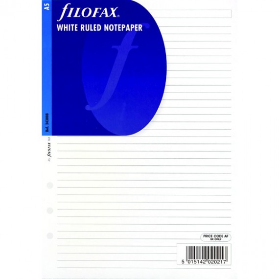 Filofax A5 Refill Wht Ruled Shts 343008
